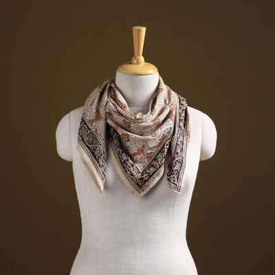 Pedana Hand Block Print Natural Dyed Cotton Kalamkari Scarf 86