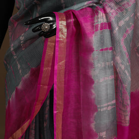 Grey - kota doria silk tie-dye shibori saree 08