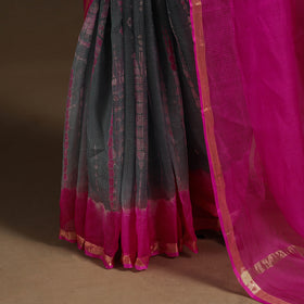 Grey - kota doria silk tie-dye shibori saree 08