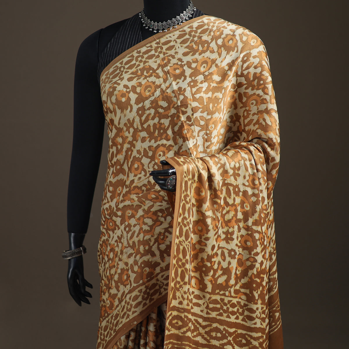 Modal Silk Batik Hand Block Print Saree 12
