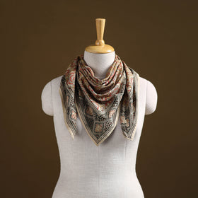 Pedana Hand Block Print Natural Dyed Cotton Kalamkari Scarf 90