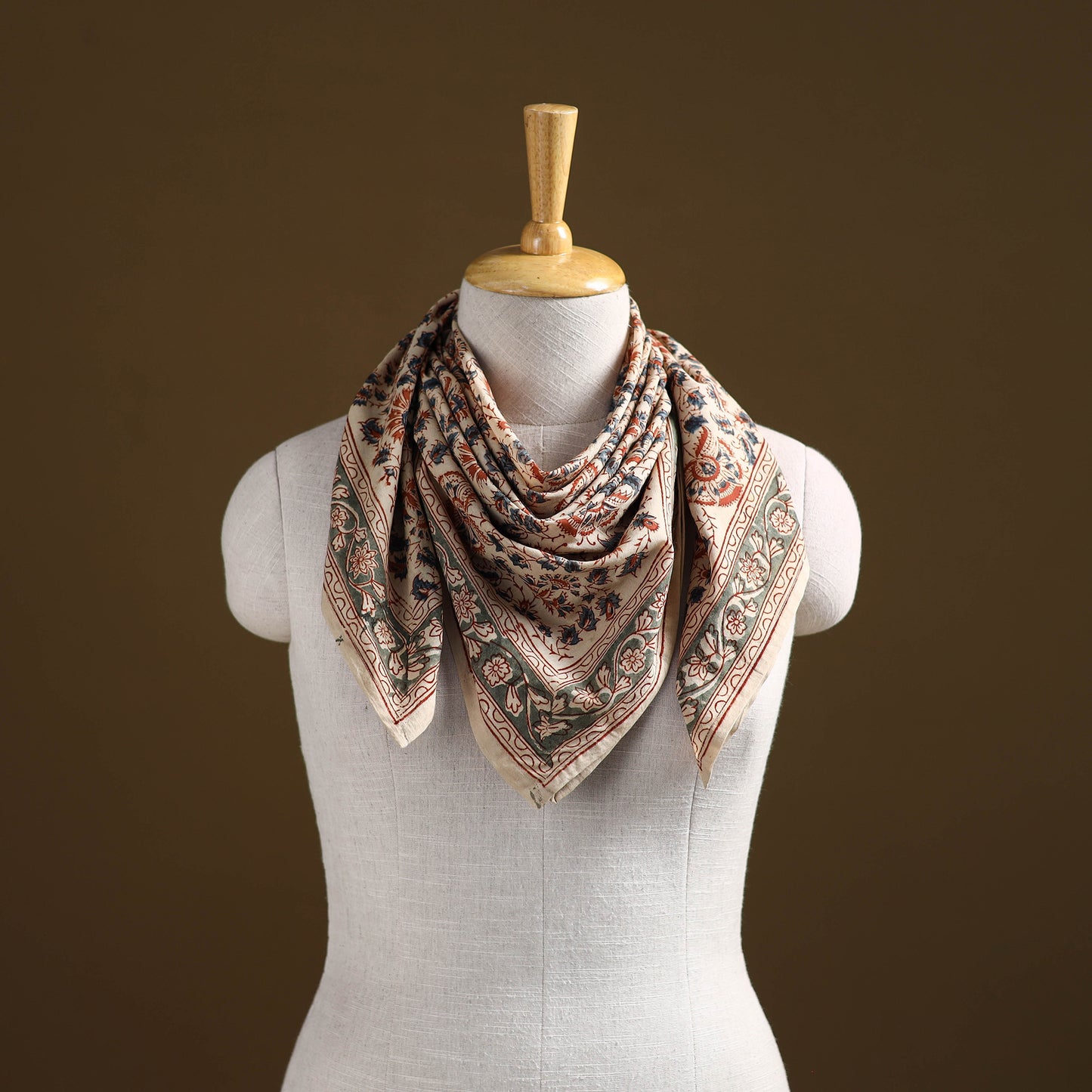 Pedana Hand Block Print Natural Dyed Cotton Kalamkari Scarf 91