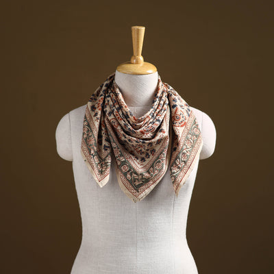 Pedana Hand Block Print Natural Dyed Cotton Kalamkari Scarf 91