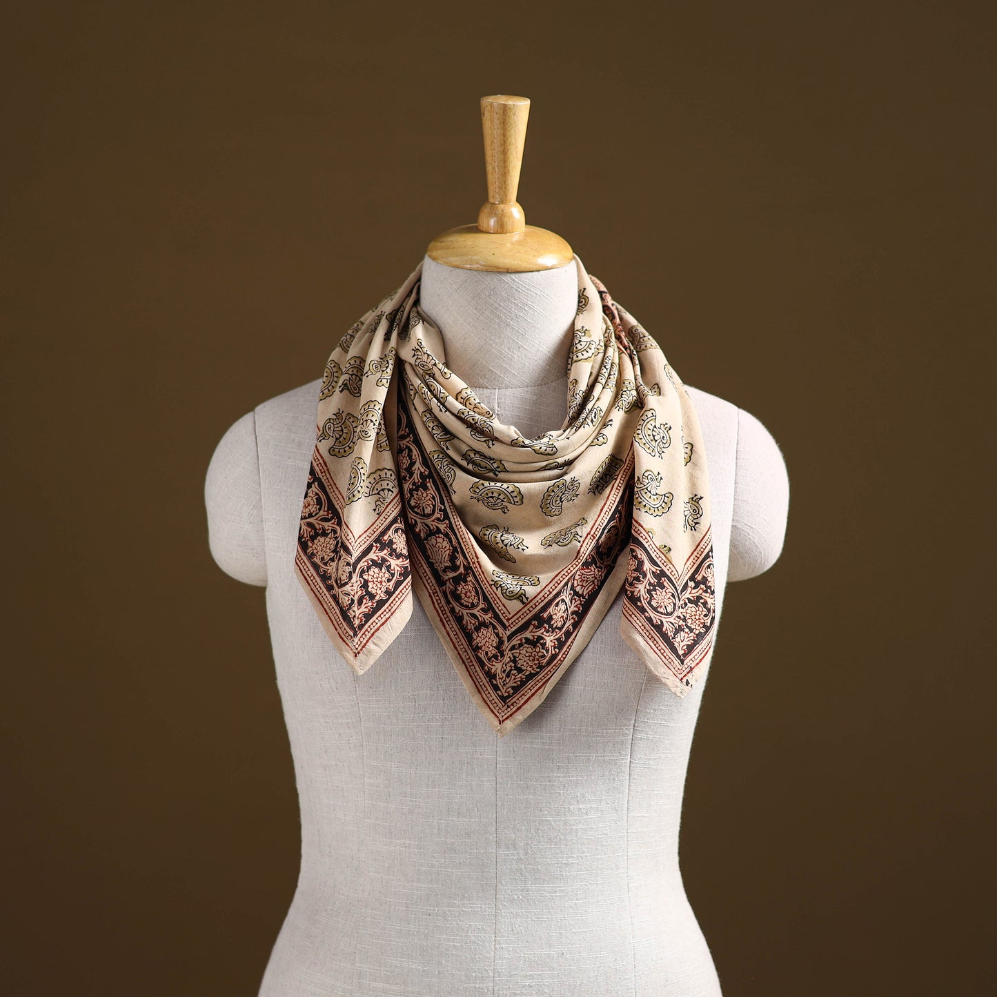 Pedana Hand Block Print Natural Dyed Cotton Kalamkari Scarf 93