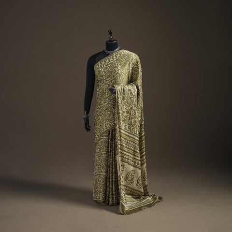 Modal Silk Batik Hand Block Print Saree 13