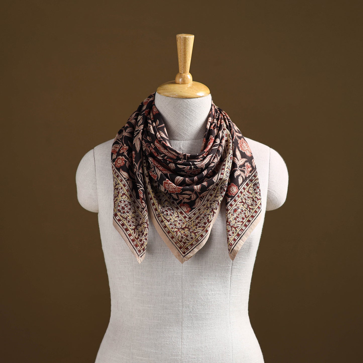 Pedana Hand Block Print Natural Dyed Cotton Kalamkari Scarf 94