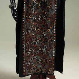 Black - Bengal Kantha Hand Embroidery Cotton Long Kaftan 20