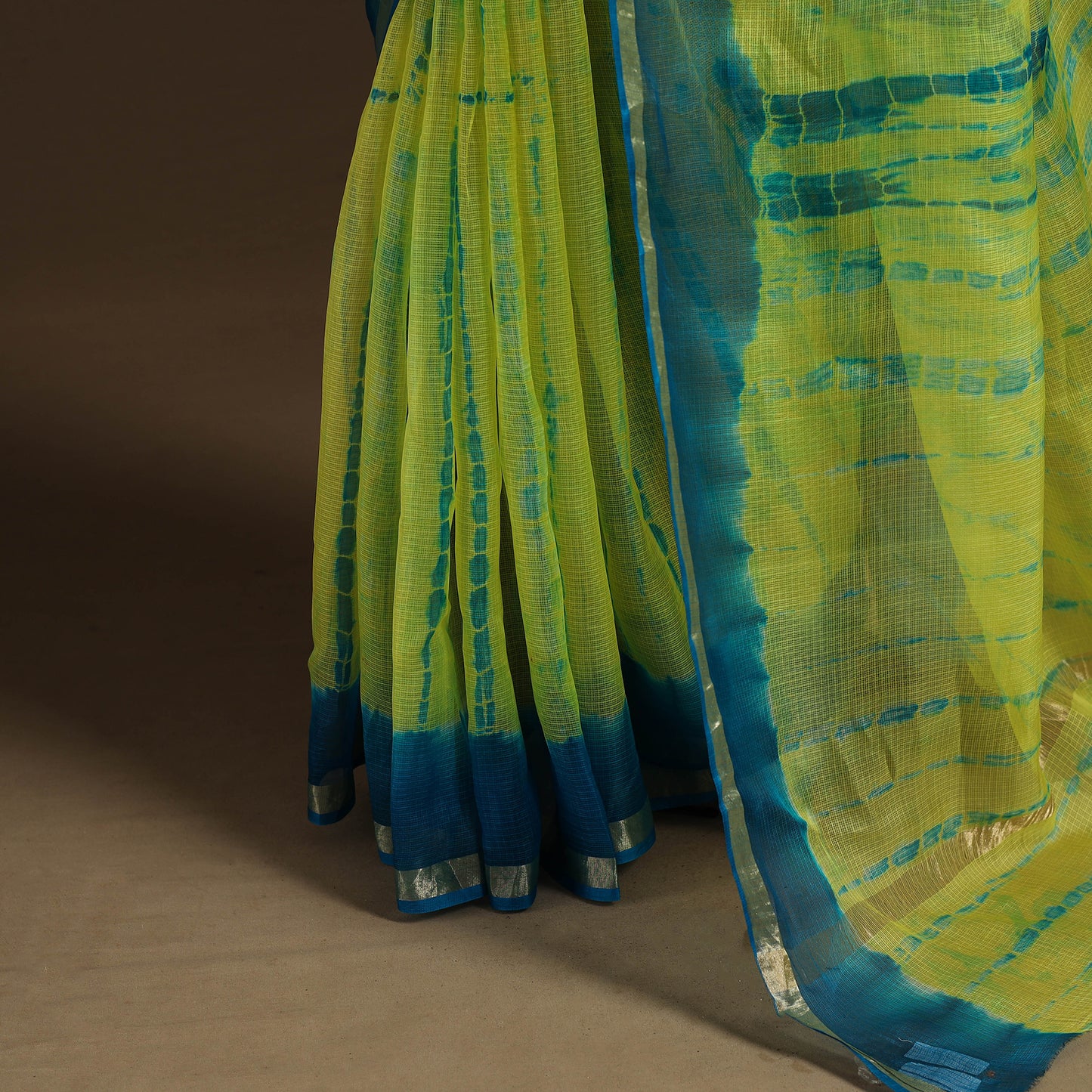 Yellow - kota doria silk tie-dye shibori saree 09