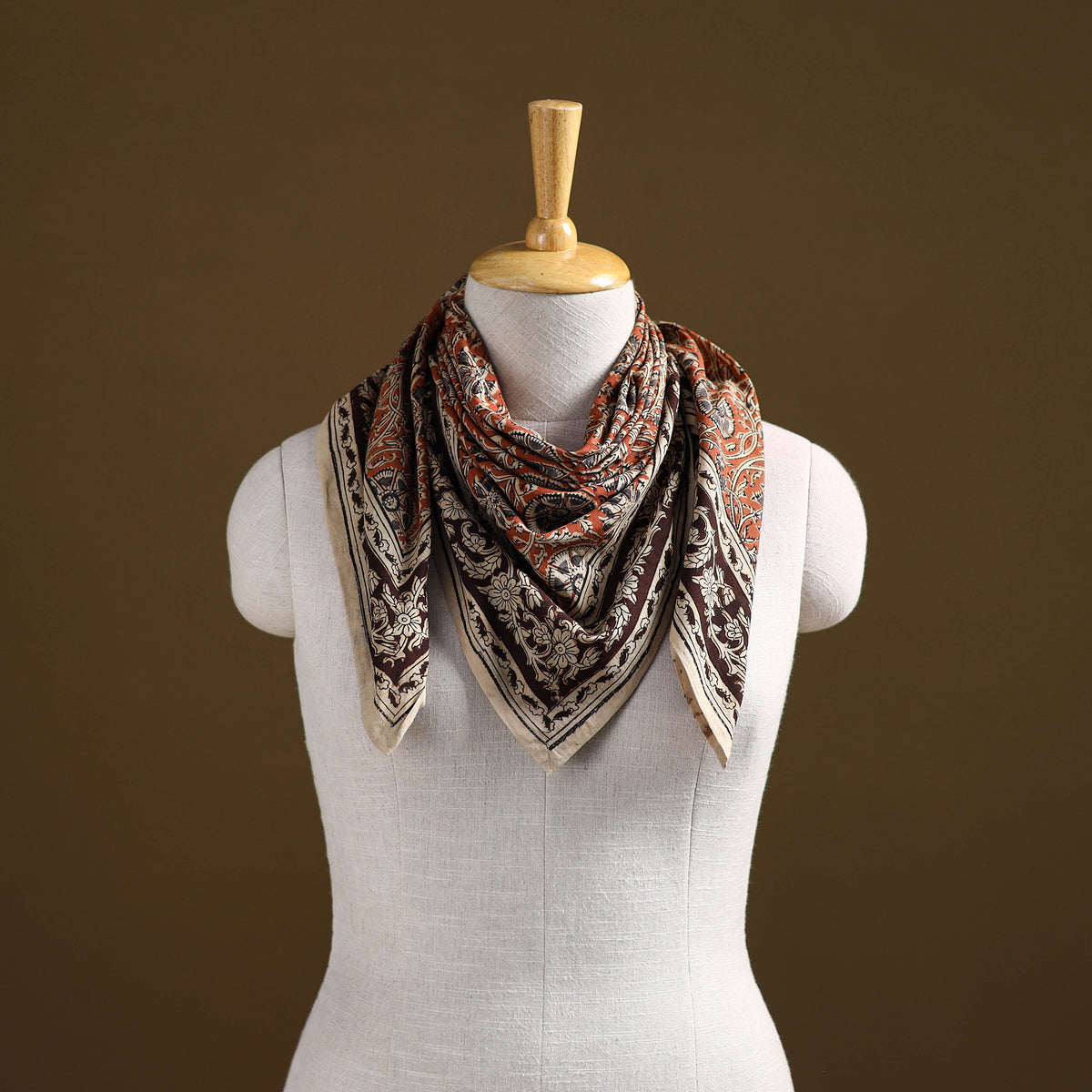 Pedana Hand Block Print Natural Dyed Cotton Kalamkari Scarf 95