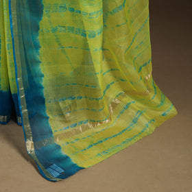 Yellow - kota doria silk tie-dye shibori saree 09
