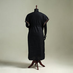 Black - Bengal Kantha Hand Embroidery Cotton Long Kaftan 20