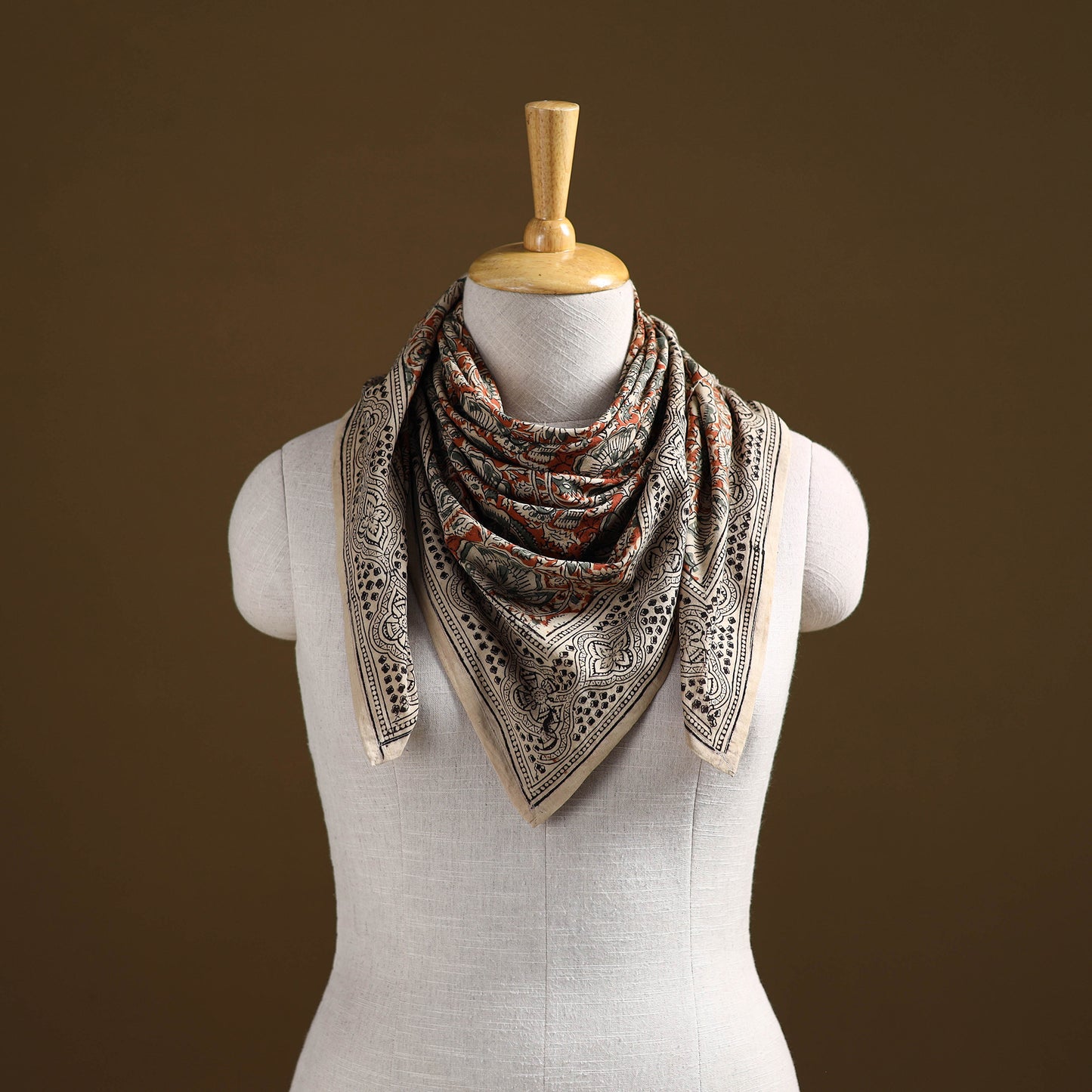 Pedana Hand Block Print Natural Dyed Cotton Kalamkari Scarf 97