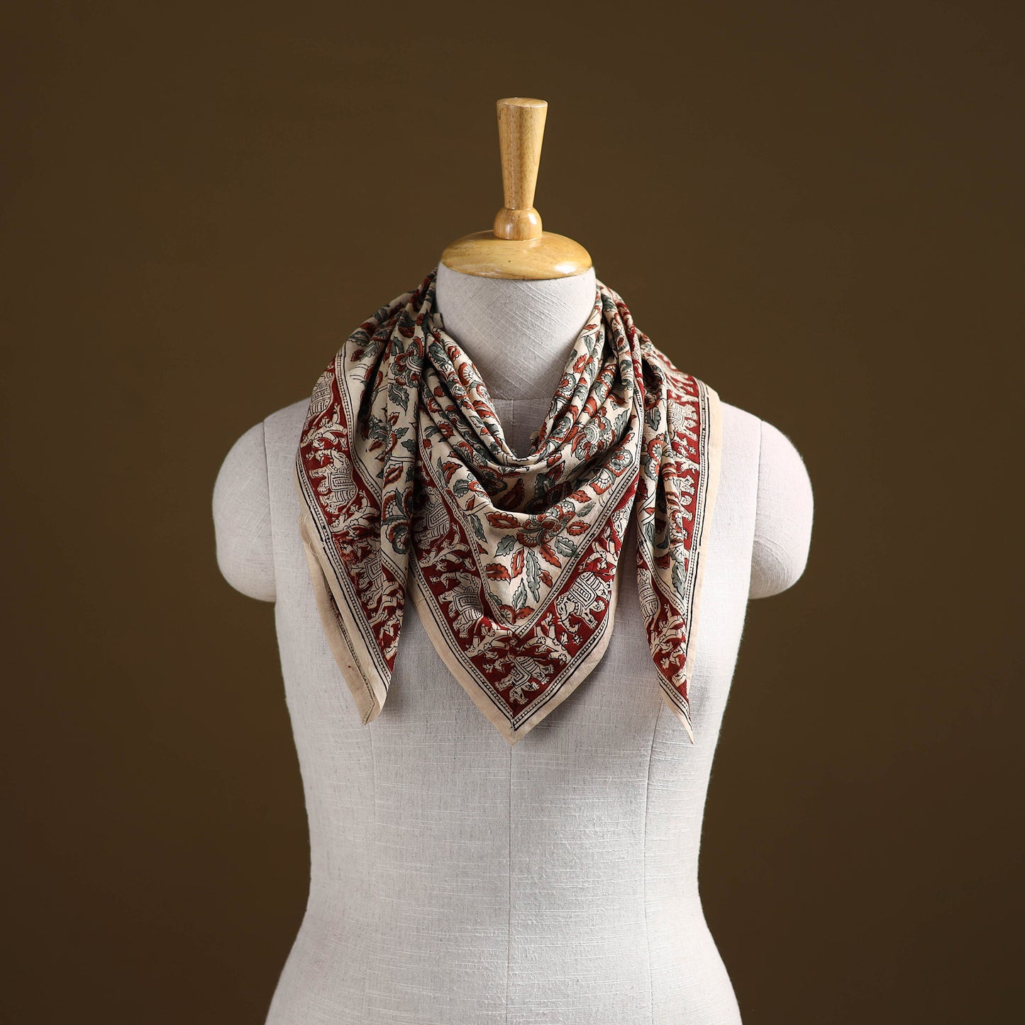 Pedana Hand Block Print Natural Dyed Cotton Kalamkari Scarf 99