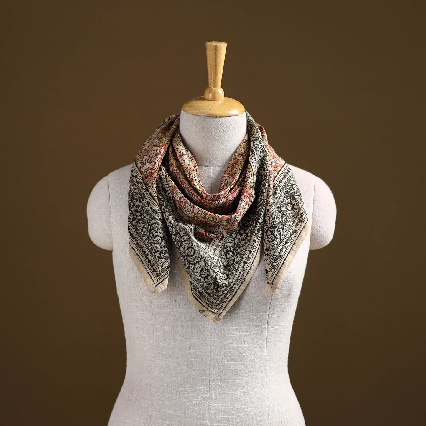 Pedana Hand Block Print Natural Dyed Cotton Kalamkari Scarf 100