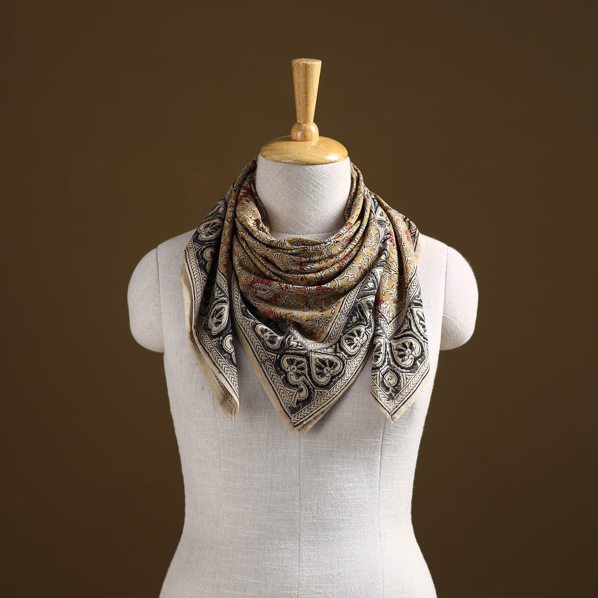 Pedana Hand Block Print Natural Dyed Cotton Kalamkari Scarf 101