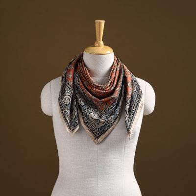 Pedana Hand Block Print Natural Dyed Cotton Kalamkari Scarf 102