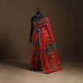 Red - kota doria silk tie-dye shibori saree 11 - handcrafted