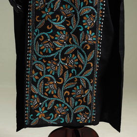 Black - Bengal Kantha Hand Embroidery Cotton Long Kaftan 22