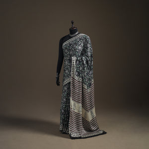 Modal Silk Bagru Hand Block Print Natural Dyed Saree 16