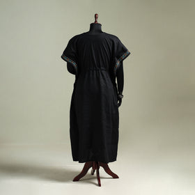 Black - Bengal Kantha Hand Embroidery Cotton Long Kaftan 22