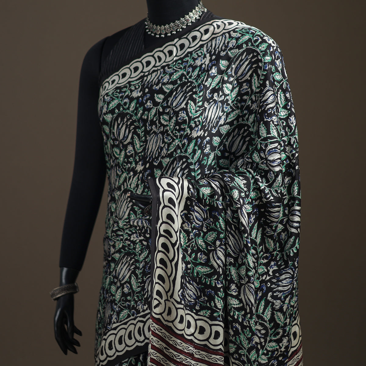 Modal Silk Bagru Hand Block Print Natural Dyed Saree 16