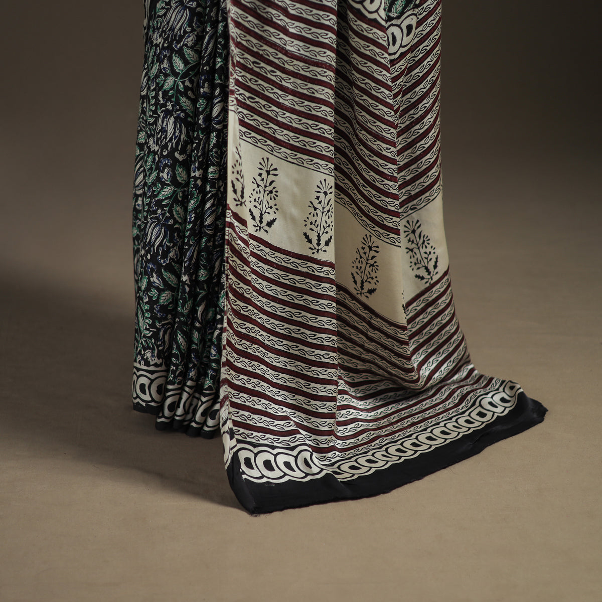 Modal Silk Bagru Hand Block Print Natural Dyed Saree 16