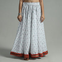 White - Pochampally Ikat 24 Kali Cotton Skirt with Rajasthani Embroidery Border 26