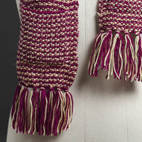 Purple - Kumaun Hand Knitted Woolen Muffler with Pockets 43