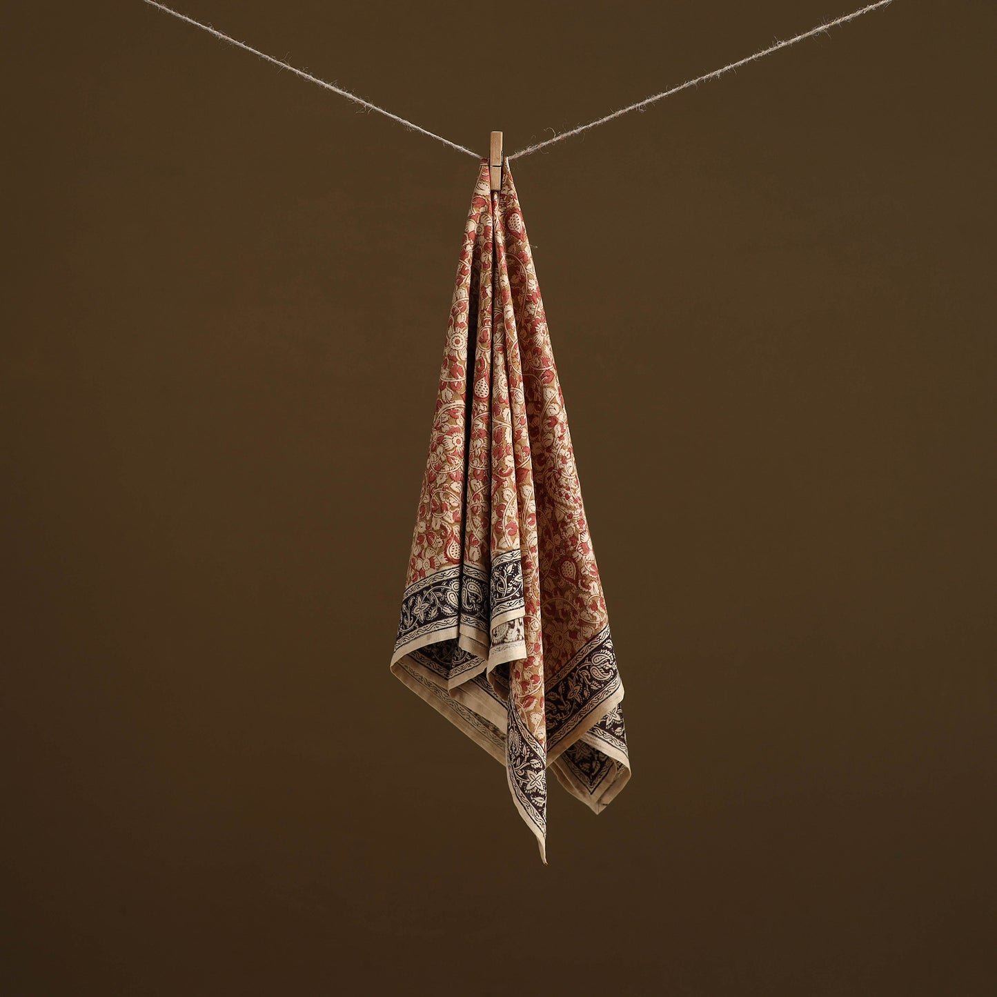 Pedana Hand Block Print Natural Dyed Cotton Kalamkari Scarf 105