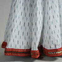 White - Pochampally Ikat 24 Kali Cotton Skirt with Rajasthani Embroidery Border 26