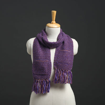 Purple - Kumaun Hand Knitted Woolen Muffler with Pockets 45