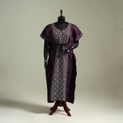 Bengal Kantha Hand Embroidery Cotton Long Kaftan 24