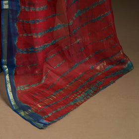 Red - kota doria silk tie-dye shibori saree 12 - handcrafted