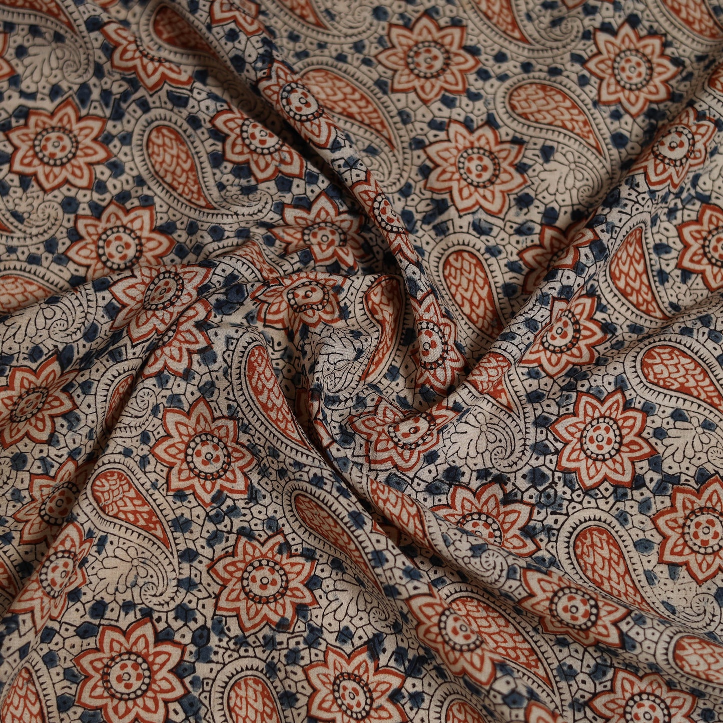 Pedana Hand Block Print Natural Dyed Cotton Kalamkari Scarf 104