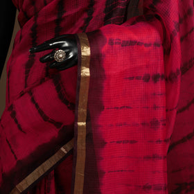 Red - kota doria silk tie-dye shibori saree 13 - handcrafted