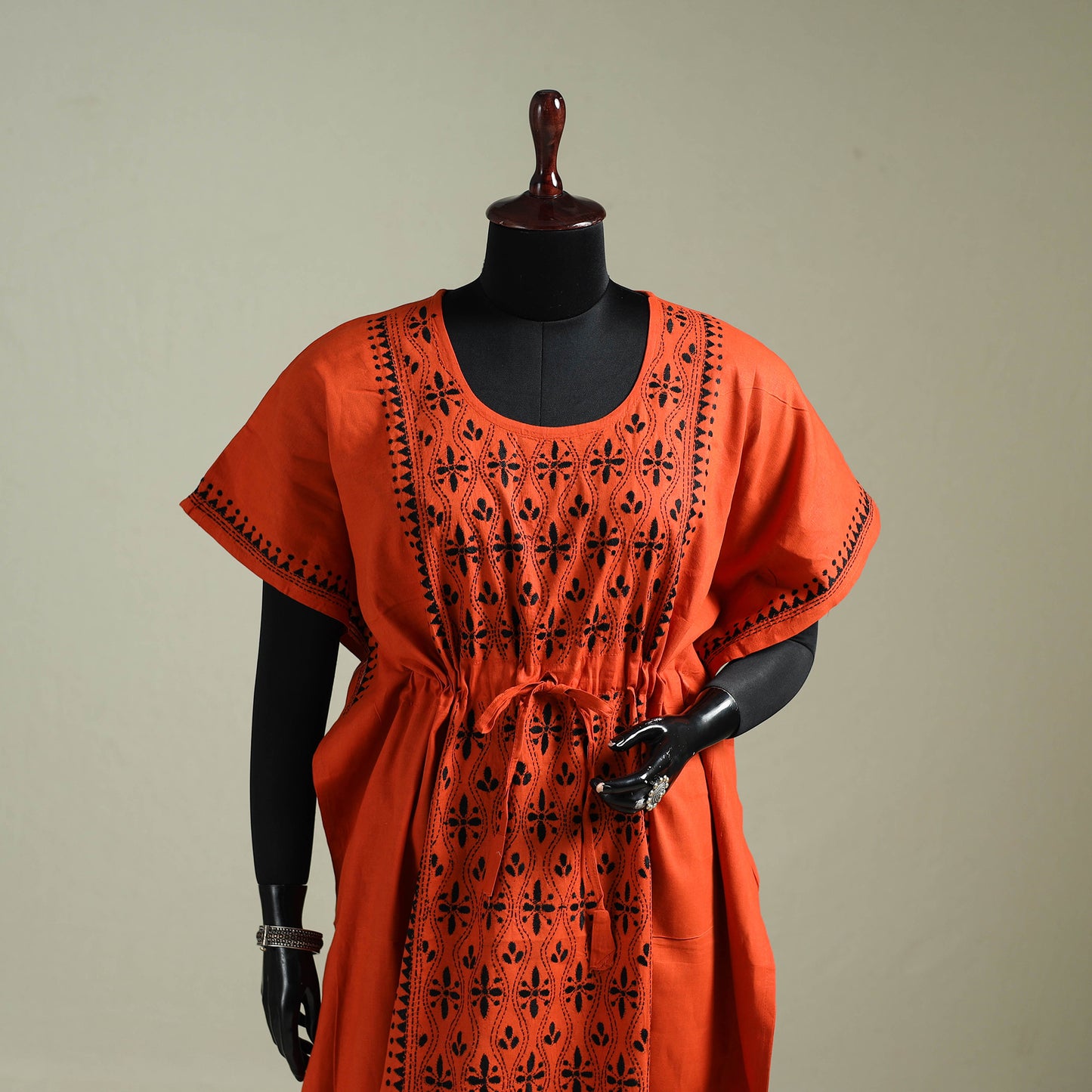 Bengal Kantha Hand Embroidery Cotton Long Kaftan 25