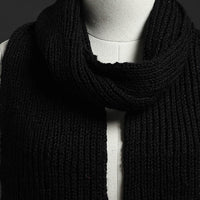 Black - Kumaun Hand Knitted Woolen Muffler 55