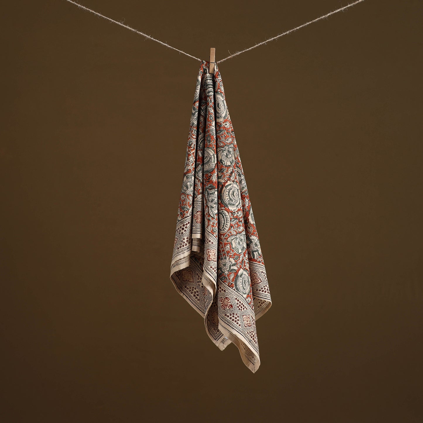 Pedana Hand Block Print Natural Dyed Cotton Kalamkari Scarf 103