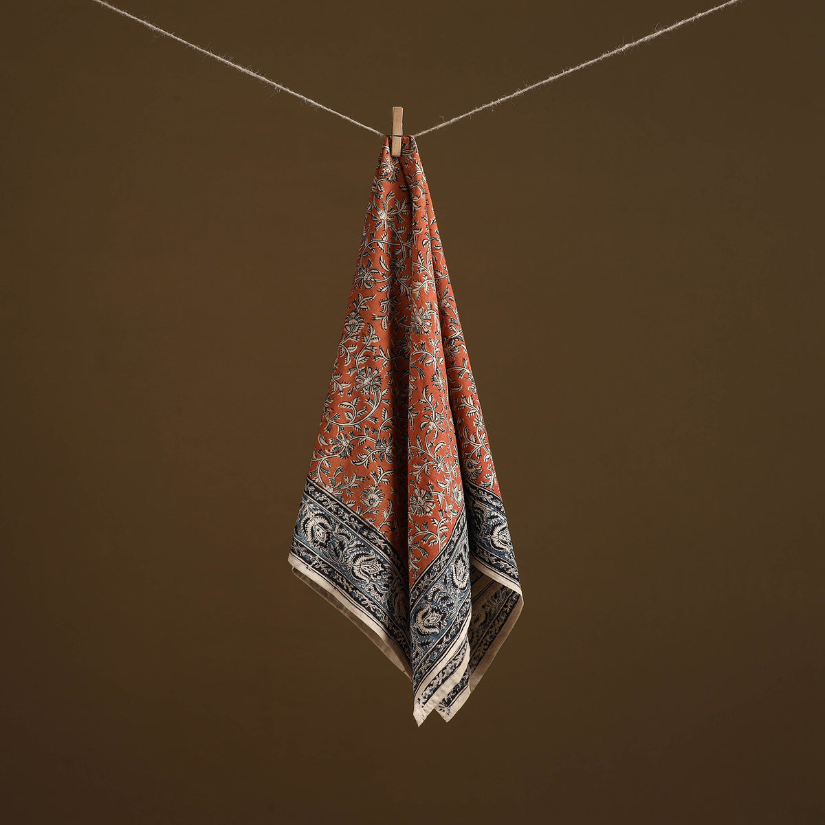 Pedana Hand Block Print Natural Dyed Cotton Kalamkari Scarf 102