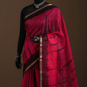 Red - kota doria silk tie-dye shibori saree 14 - handcrafted