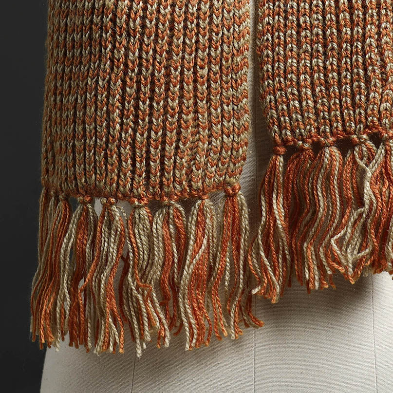 Brown - Kumaun Hand Knitted Woolen Muffler 58