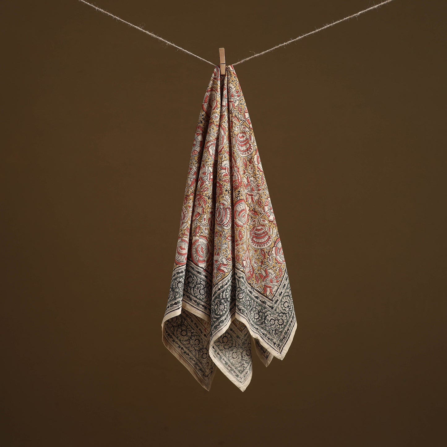 Pedana Hand Block Print Natural Dyed Cotton Kalamkari Scarf 100