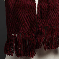 Maroon - Kumaun Hand Knitted Woolen Muffler 63