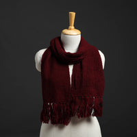 Maroon - Kumaun Hand Knitted Woolen Muffler 63