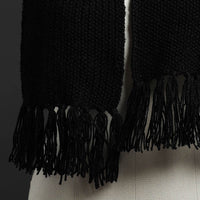 Black - Kumaun Hand Knitted Woolen Muffler 69