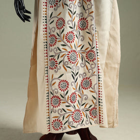 Beige - Bengal Kantha Hand Embroidery Cotton Long Kaftan 28