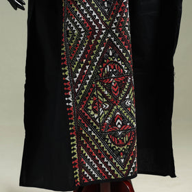 Black - Bengal Kantha Hand Embroidery Cotton Long Kaftan 30