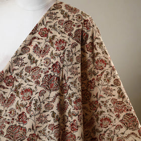 Beige - natural dyed cotton pedana kalamkari fabric 09