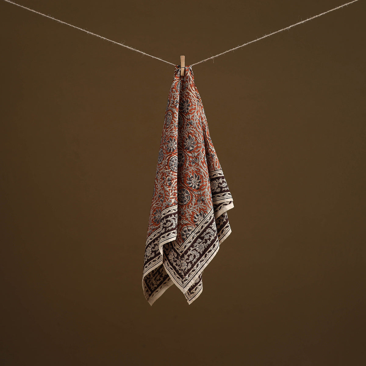 Pedana Hand Block Print Natural Dyed Cotton Kalamkari Scarf 95