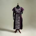 Purple - Bengal Kantha Hand Embroidery Cotton Long Kaftan 31